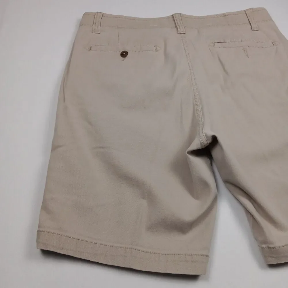 Rustler Iron Flex Mens Size 32 Stretch Khaki Tan Flat Front Casual Shorts